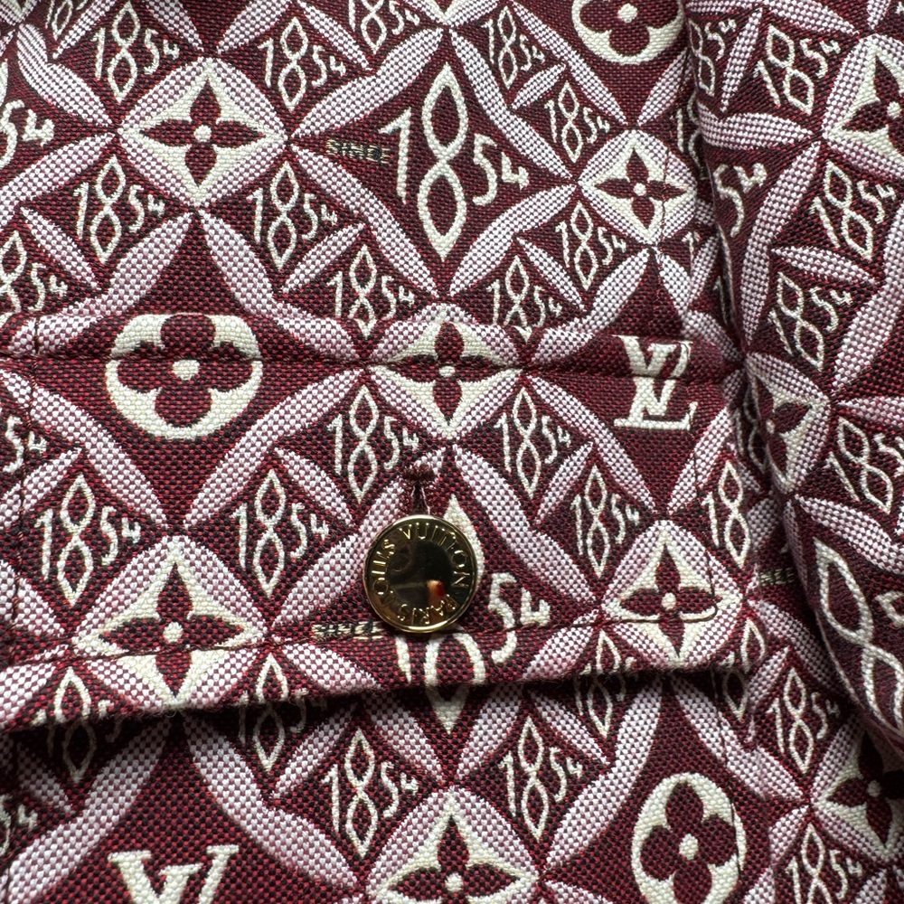 Louis Vuitton Women's Since 1854 Boxy Zipped Jacket in Burgundy & Brown Leather - Picture 8 of 13